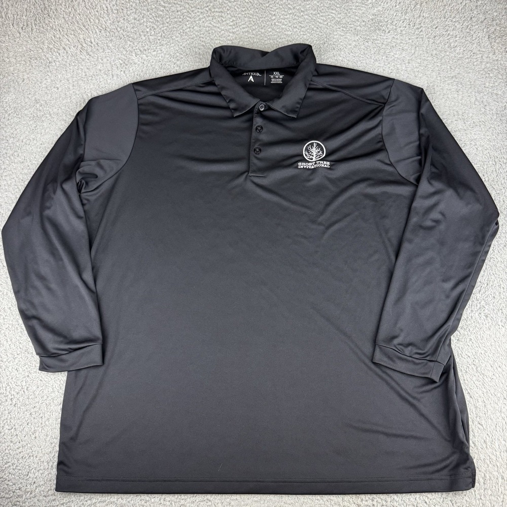 Antigua Golf‎ Ghost Tree Invitational Long Sleeve Polo Embroidered Black Xxl